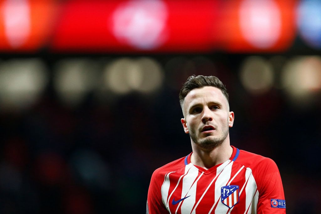Atletico Madrid's Spanish midfielder Saul Niguez looks on during the Europa League Round of 32 second leg football match between Club Atletico de Madrid and FC Copenhagen at the Wanda Metropolitano stadium in Madrid on February 22, 2018. / AFP PHOTO / Benjamin CREMEL (Photo credit should read BENJAMIN CREMEL/AFP/Getty Images)
