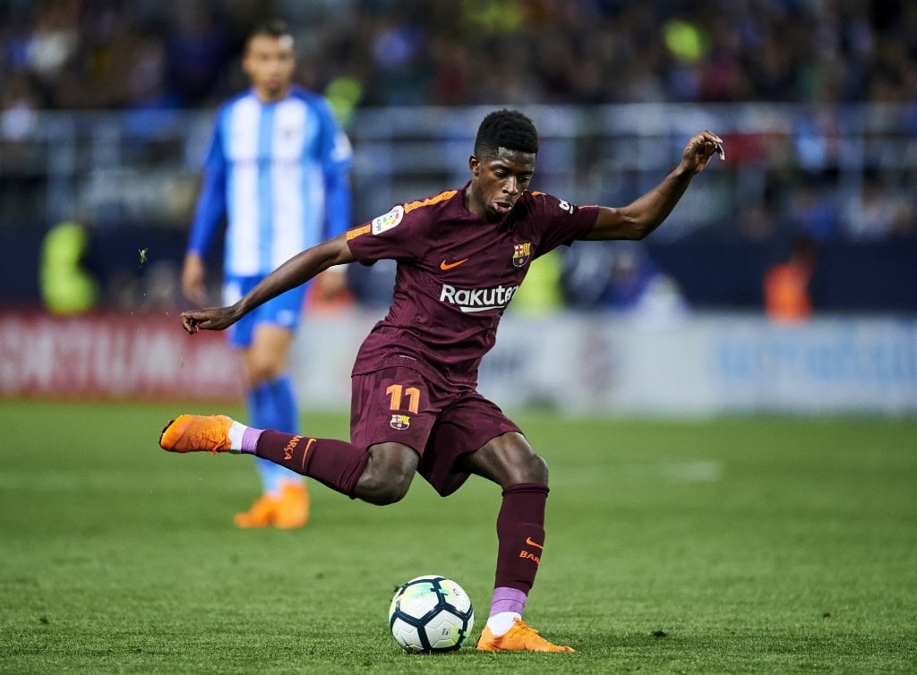 MALAGA, SPAIN - MARCH 10: Ousmane Dembele of FC Barcelona controls the ball during the La Liga match between Malaga and Barcelona at Estadio La Rosaleda on March 10, 2018 in Malaga, Spain. (Photo by Aitor Alcalde/Getty Images)