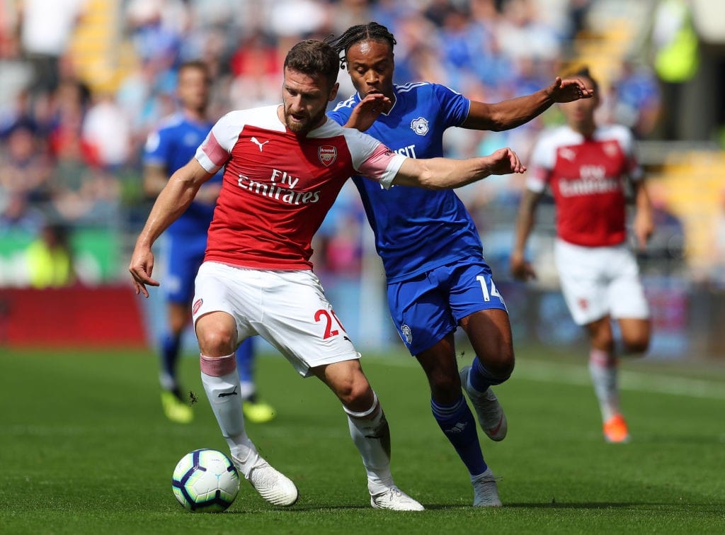 Mustafi was among the scoreres against Cardiff City after giving Arsenal the lead early on with a thumping header. (Photo courtesy: AFP/Getty)