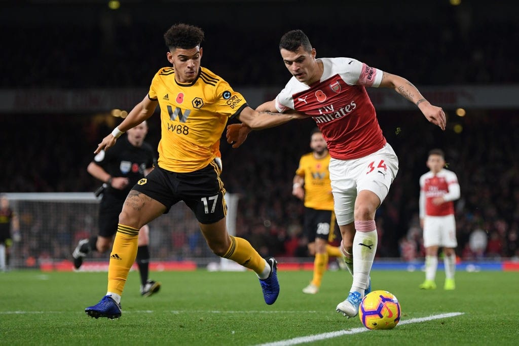 Xhaka was responsible for gifting Wolves their opening goal. (Photo courtesy: AFP/Getty)