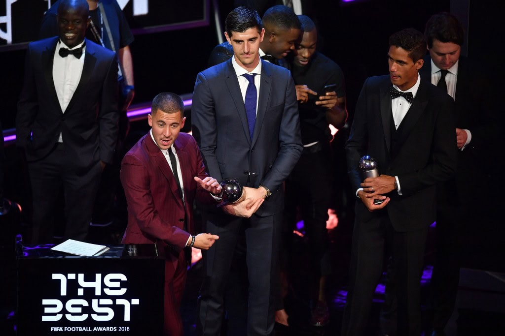 Will Eden Hazard join Thibaut Courtois and Raphael Varane at Real Madrid? (Photo by Ben Stansall/AFP/Getty Images)