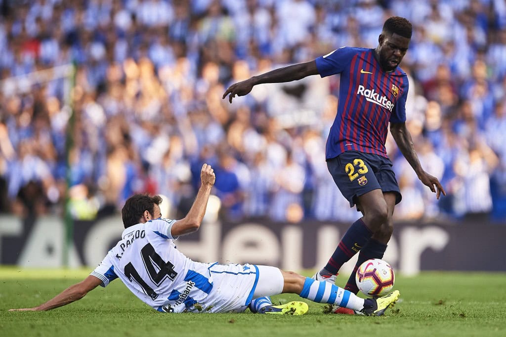 Could Umtiti be on his way to England in the summer? (Photo by Aitor Alcalde/Getty Images)
