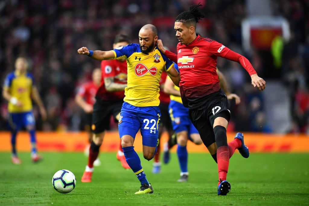 Smalling had his hands full with Nathan Redmond. (Photo by Clive Mason/Getty Images)