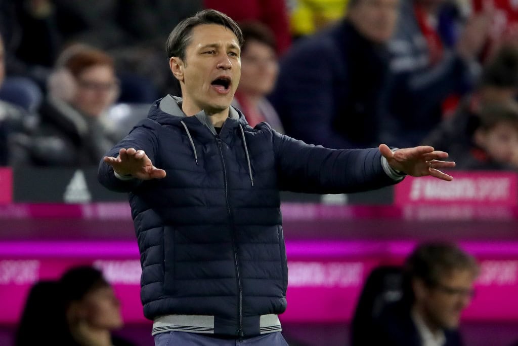MUNICH, GERMANY - APRIL 06: Niko Kovac, head coach of FC Bayern Muenchen reacts during the Bundesliga match between FC Bayern Muenchen and Borussia Dortmund at Allianz Arena on April 06, 2019 in Munich, Germany. (Photo by Alexander Hassenstein/Bongarts/Getty Images)