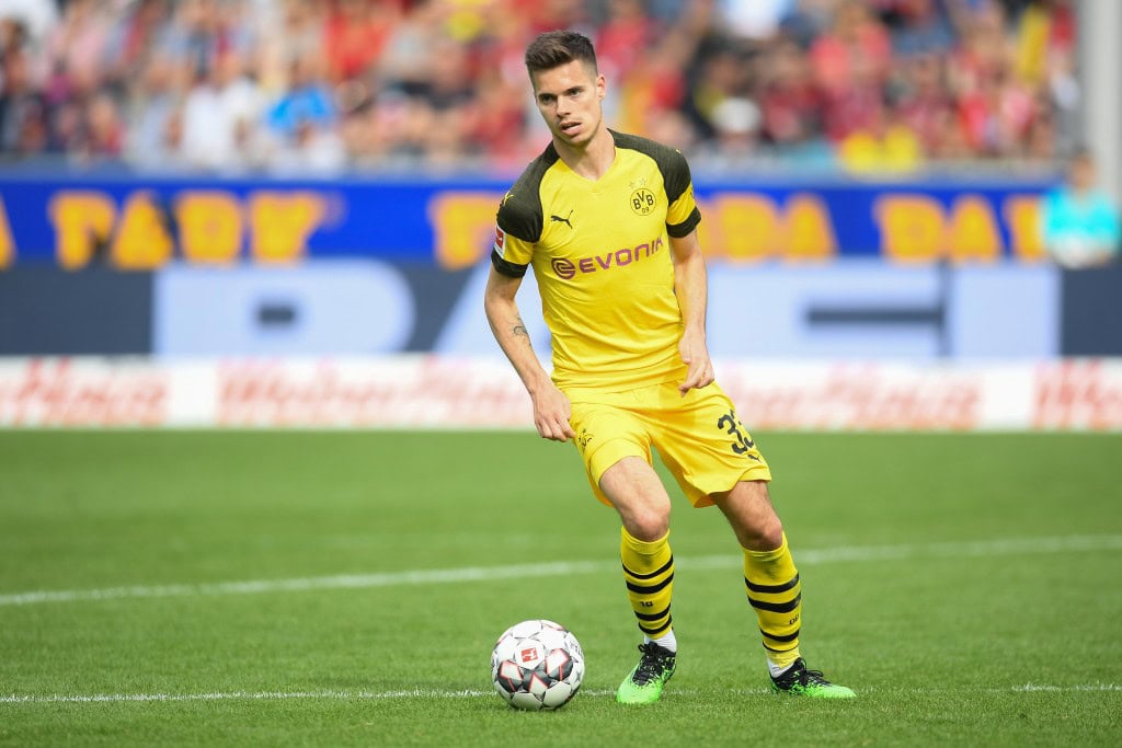 FREIBURG IM BREISGAU, GERMANY - APRIL 21: Julian Weigl of Borussia Dortmund in action during the Bundesliga match between Sport-Club Freiburg and Borussia Dortmund at Schwarzwald-Stadion on April 21, 2019 in Freiburg im Breisgau, Germany. (Photo by Christian Kaspar-Bartke/Bongarts/Getty Images)
