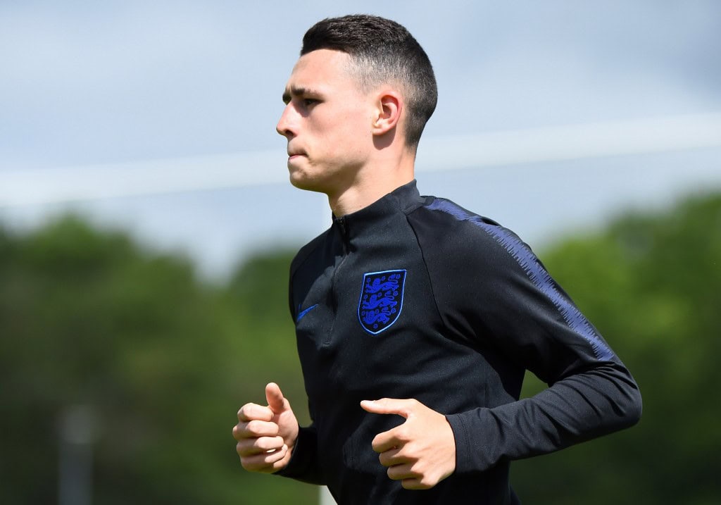 BURTON-UPON-TRENT, ENGLAND - MAY 27: Phil Foden in action during an England U21 Training Session at St Georges Park on May 27, 2019 in Burton-upon-Trent, England. (Photo by Nathan Stirk/Getty Images)