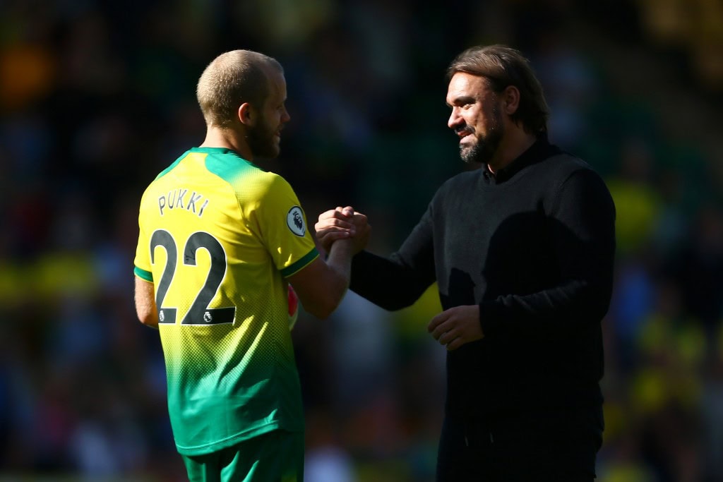 Daniel Farke will rely on his hit-man Teemu Pukki to produce the goods on Saturday. (Photo by Jordan Mansfield/Getty Images)