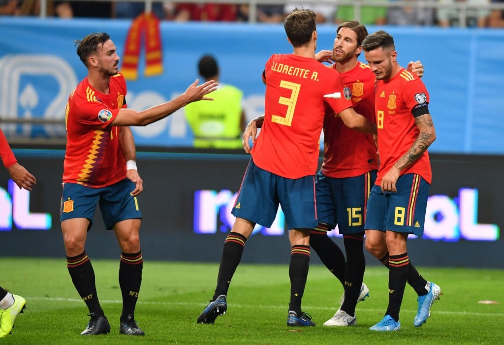 Spain fought off a spirited Romania to extend their perfect record in the UEFA Euro 2020 Qualifiers. (Photo by Daniel Mihailescu/AFP/Getty Images)
