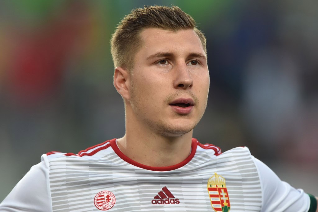 Hungary's defender Willi Orban sings the national anthem prior to the UEFA Euro 2020 qualification football match between Hungary and Azerbaijan in Groupama Arena of Budapest, Hungary on October 13, 2019. (Photo by ATTILA KISBENEDEK / AFP) (Photo by ATTILA KISBENEDEK/AFP via Getty Images)