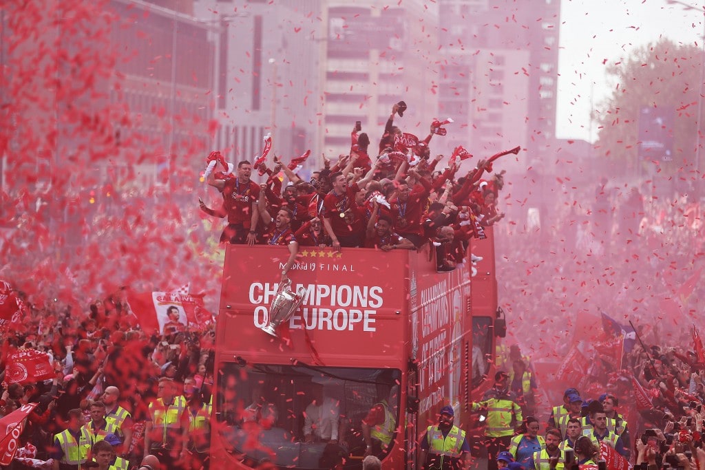 Painting the town red. (Photo by Nigel Roddis/Getty Images)