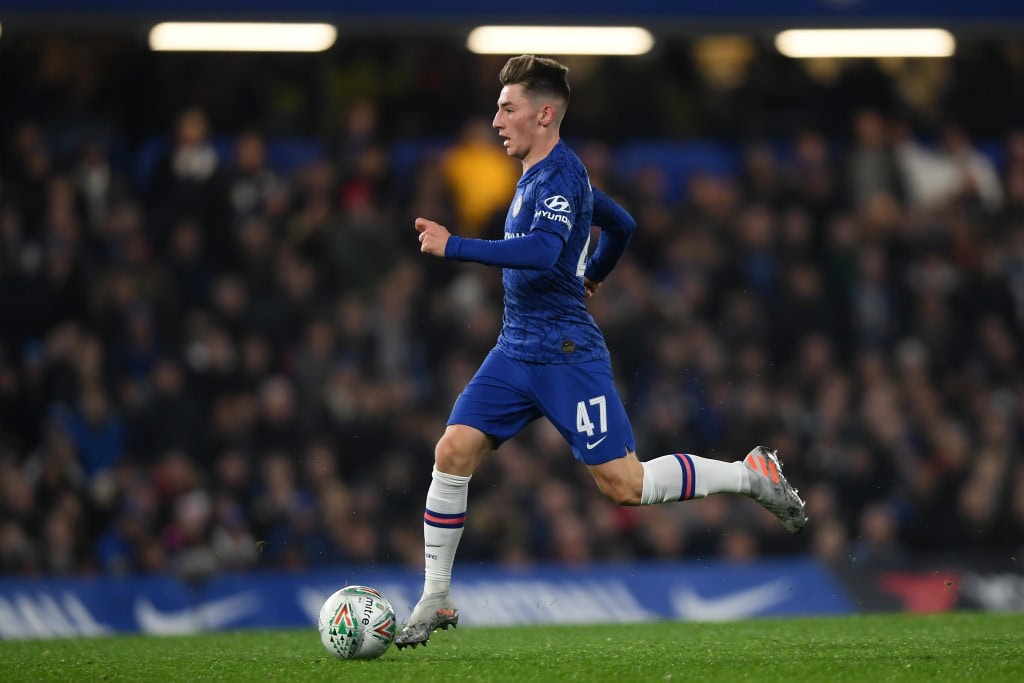 LONDON, ENGLAND - OCTOBER 30: Billy Gilmour of Chelsea in action during the Carabao Cup Round of 16 match between Chelsea and Manchester United at Stamford Bridge on October 30, 2019 in London, England. (Photo by Mike Hewitt/Getty Images)