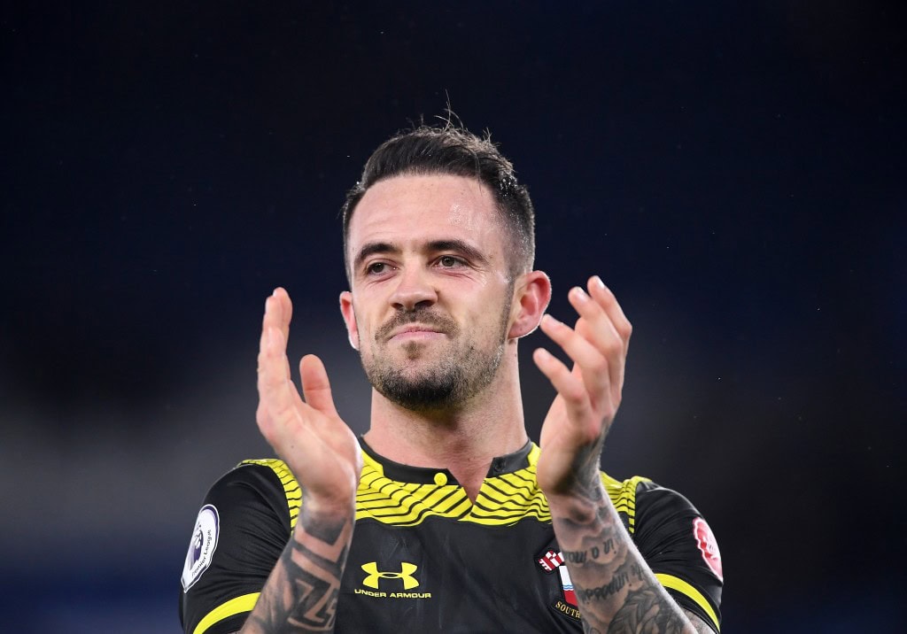 LEICESTER, ENGLAND - JANUARY 11: Danny Ings of Southampton applauds the traveling fans during the Premier League match between Leicester City and Southampton FC at The King Power Stadium on January 11, 2020 in Leicester, United Kingdom. (Photo by Laurence Griffiths/Getty Images)