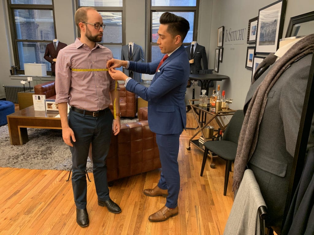 Josh getting measured at Institchu