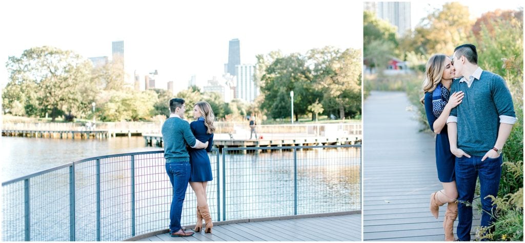 couple kissing during an engagement session at Lincoln Park Chicaho IL by Bozena Voytko Photography