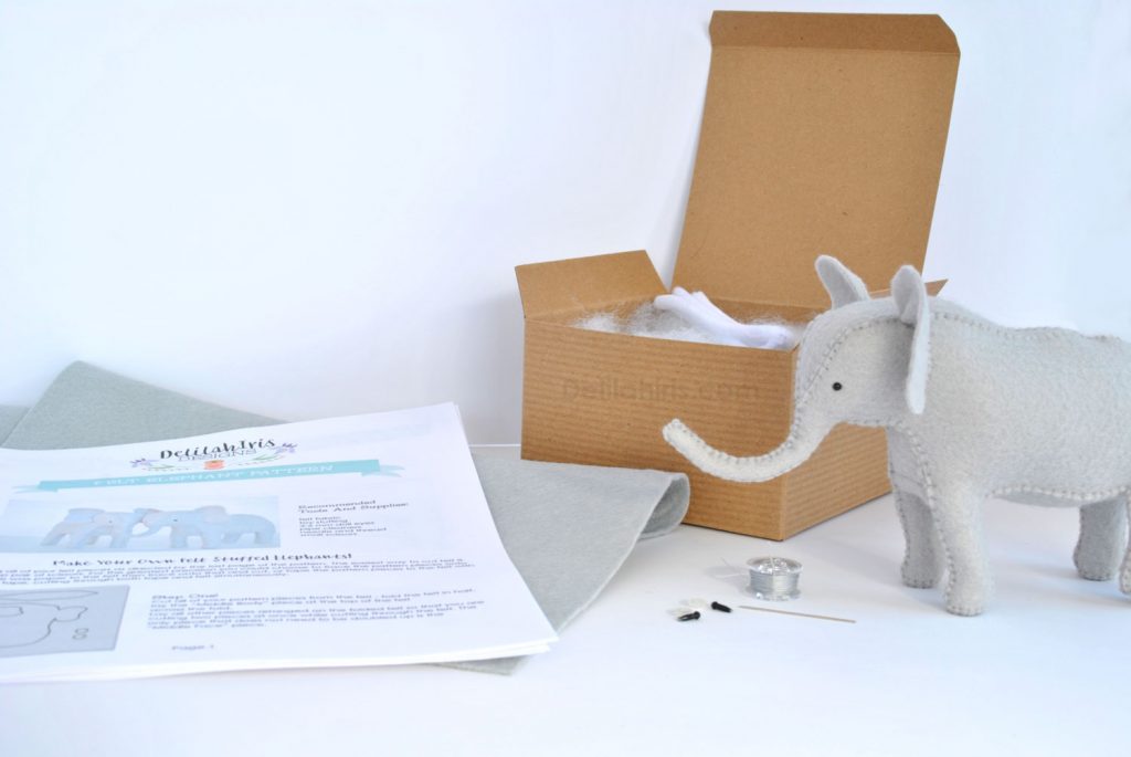 stuffed elephant sewing kit
