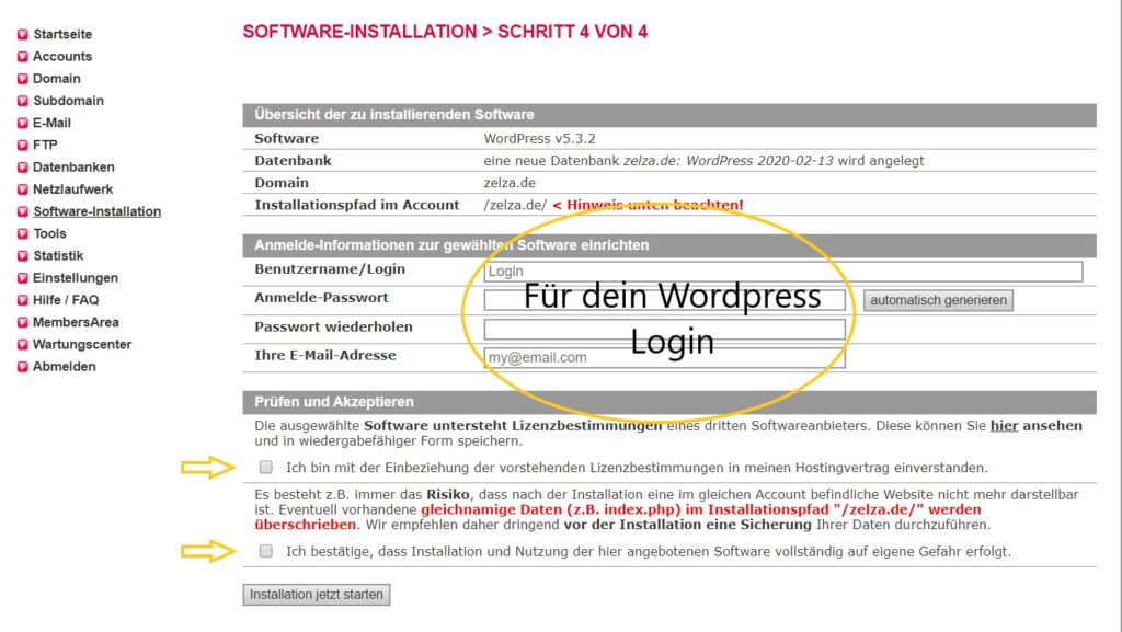 Wordpress unter Allinkl installieren - 5 Schritte Bilder Anleitung 8 Wordpress unter Allinkl installieren - 5 Schritte Bilder Anleitung 7