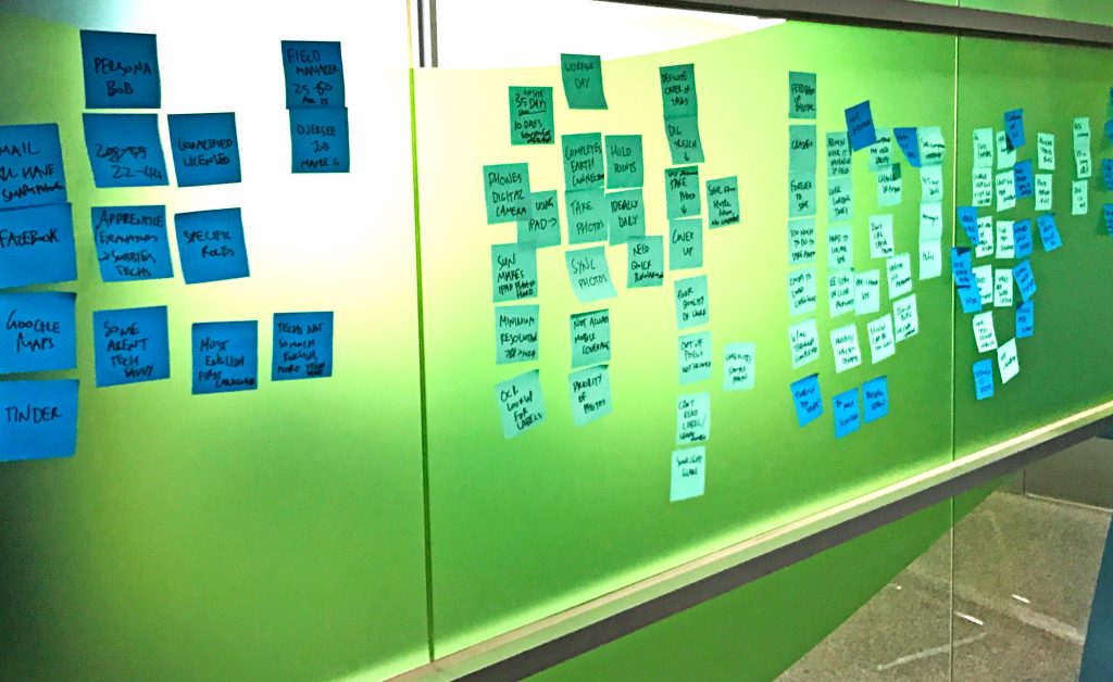 Post it notes on wall