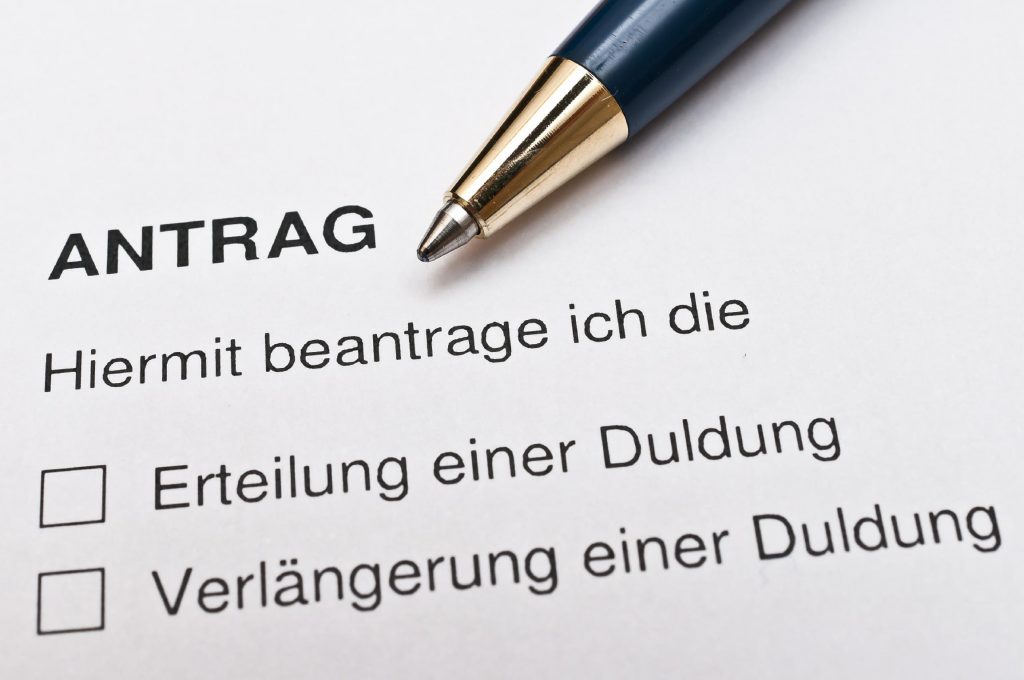 Antrag auf Duldung