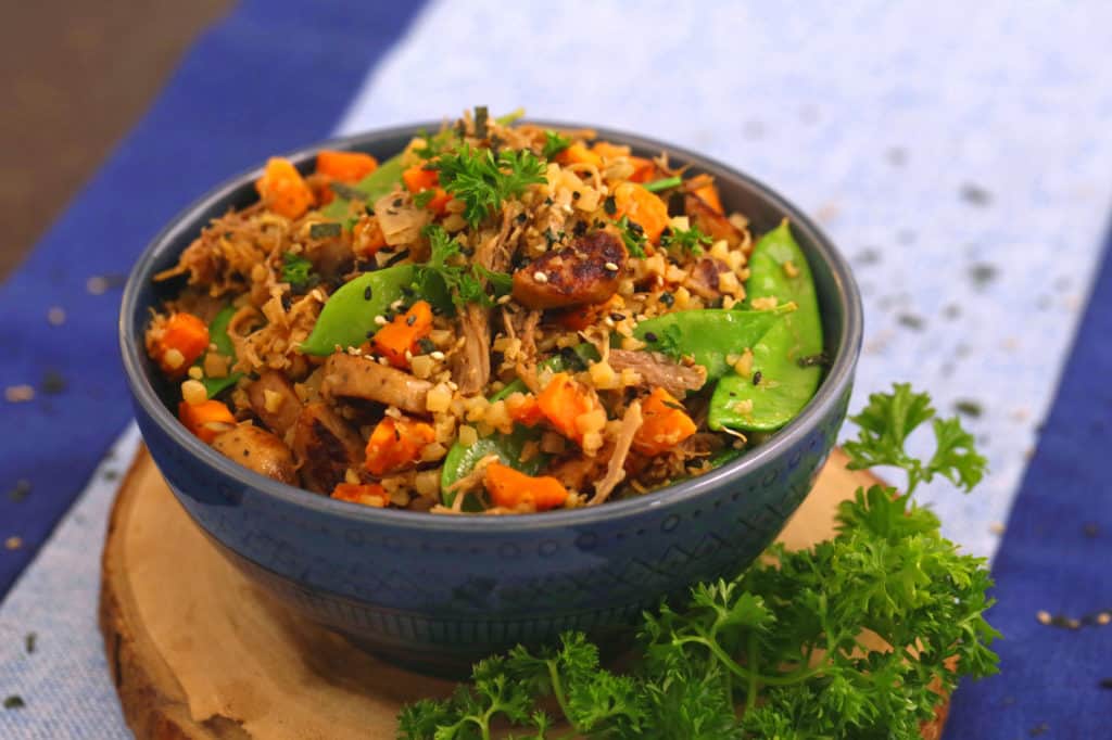 Cauliflower Pork Stir Fry Bowl