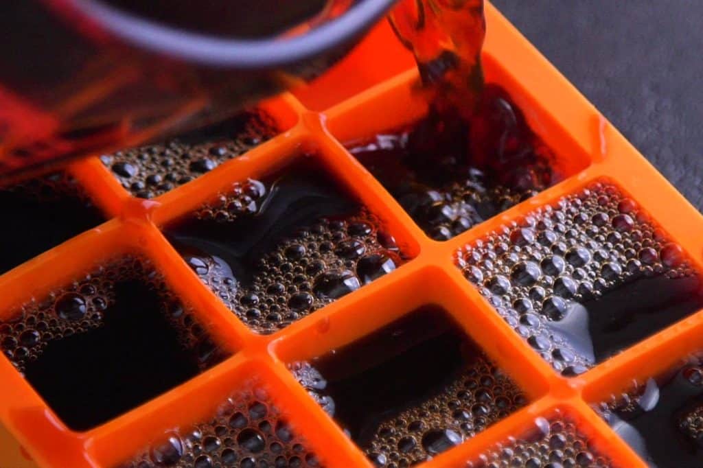 Freeze coffee ice cubes overnight
