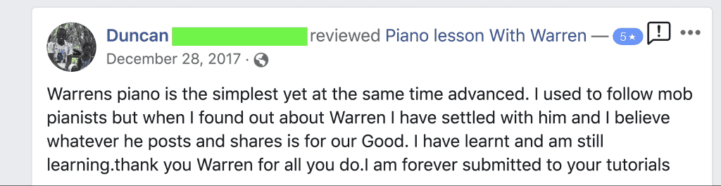 Home Piano Lesson With Warren