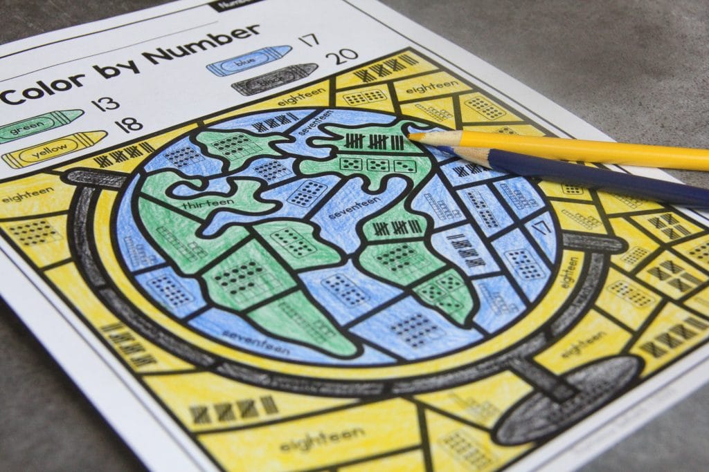 Photo of a color by number page that can be chose by students as part of a soft start.