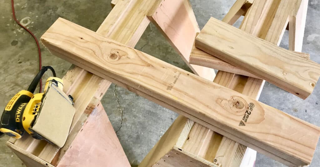 Table skirt 2 x 4 boards.