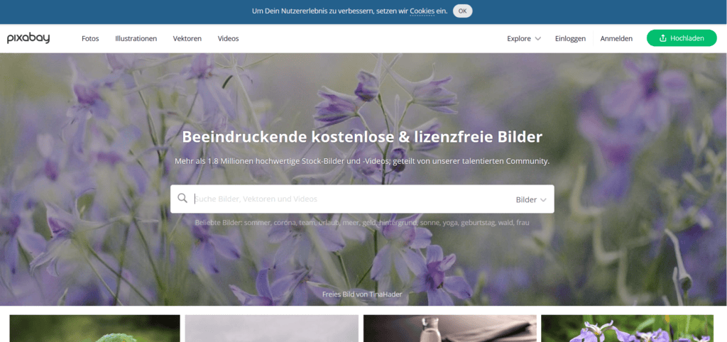 Kostenfreie Bilder für eine gute Website finden mit Pixabay