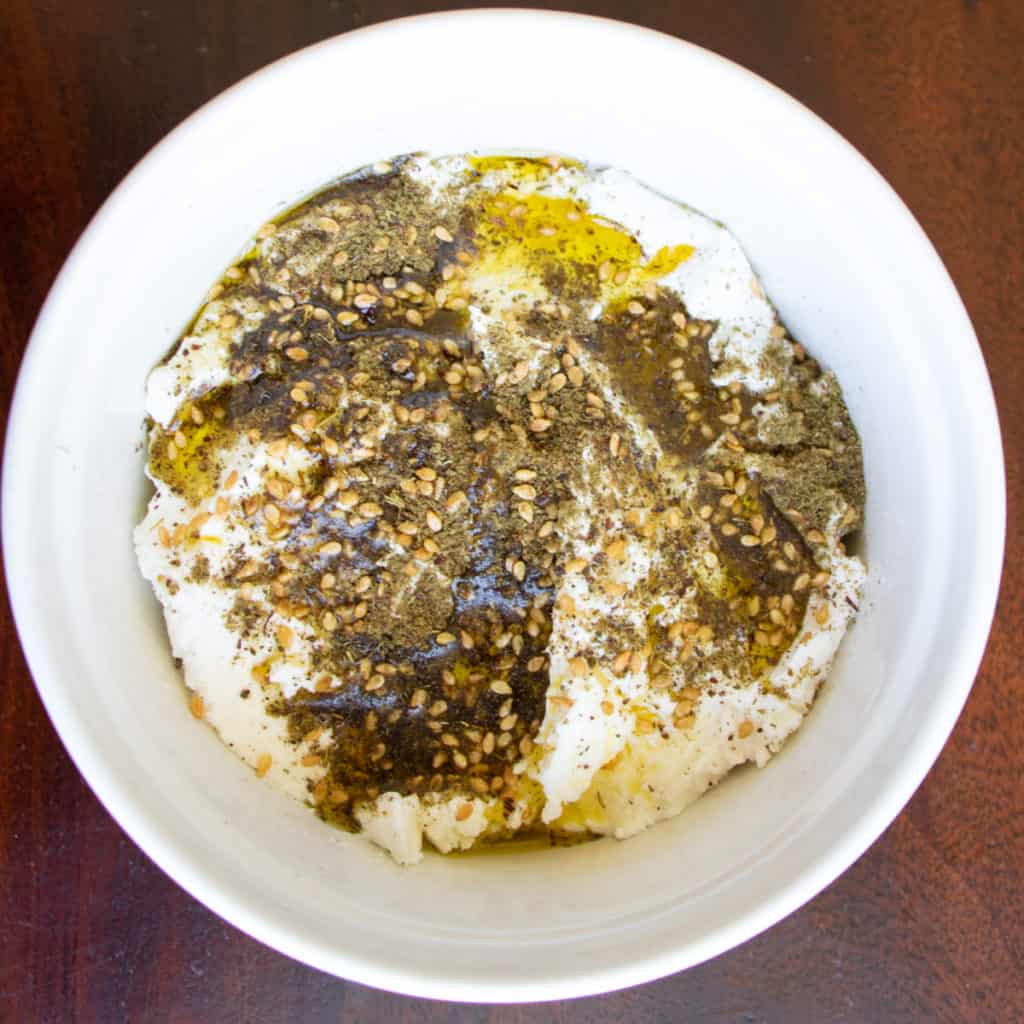 labneh with olive oil and zaatar