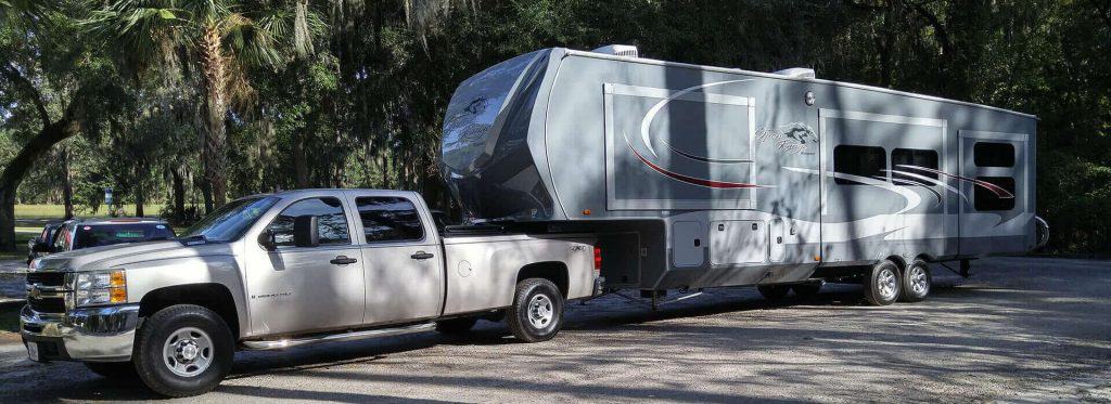 chavy truck and open range fifth wheel
