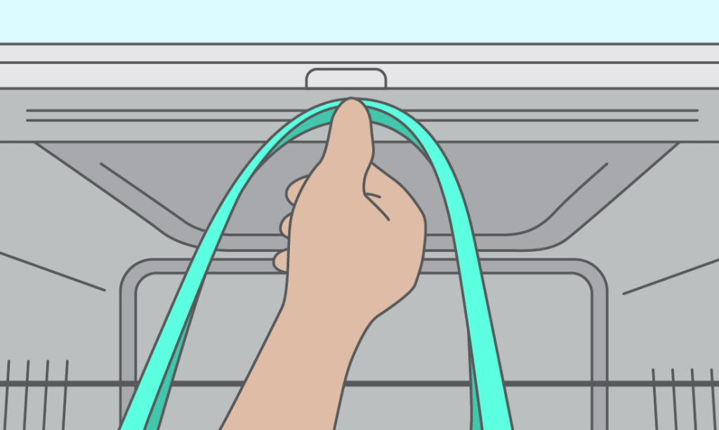 how to press the seal's midpoint into the center point of the channel on the top of the dishwasher