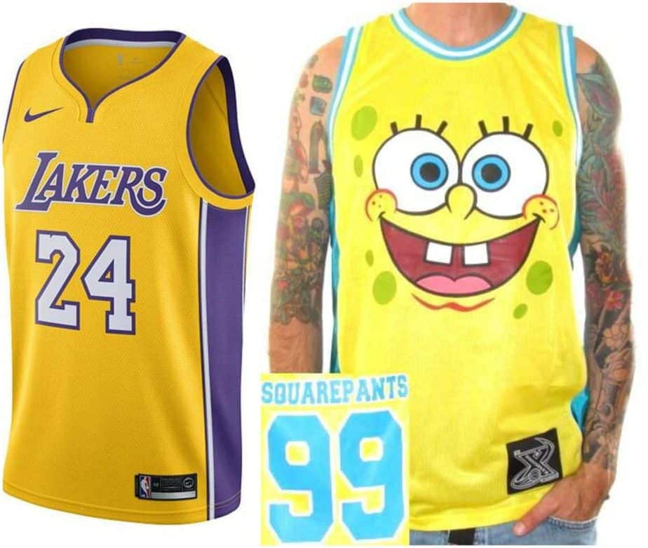 basketball jersey lakers yellow sponge bob squarepants funny