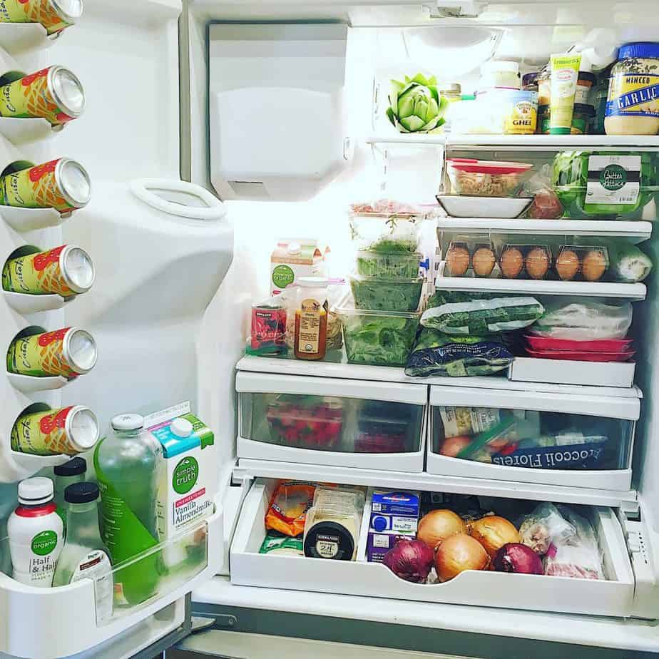 A different kinds of healthy food in refrigerator