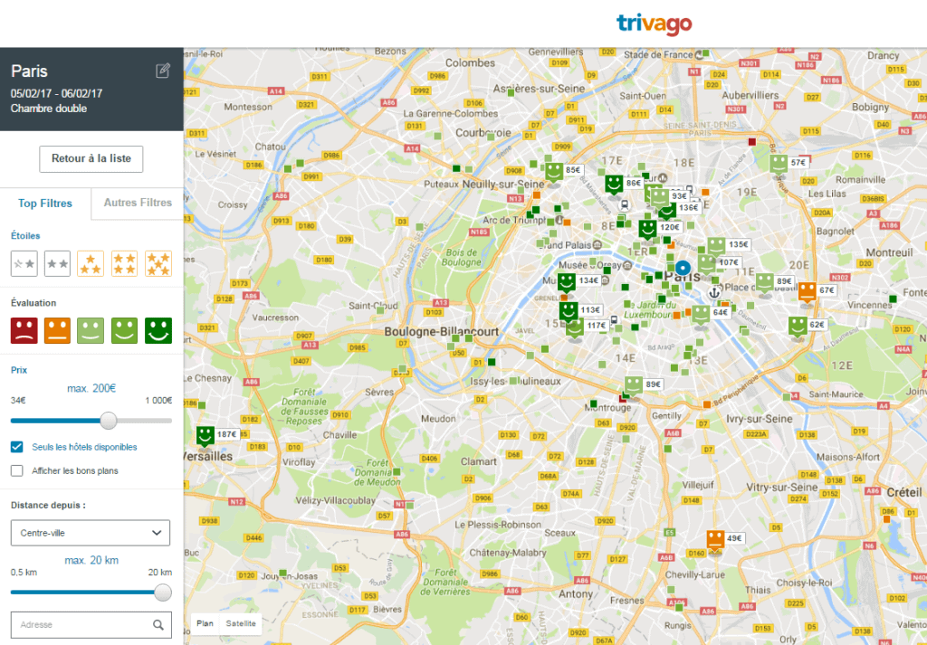 recherche de contenu data mining Trivago