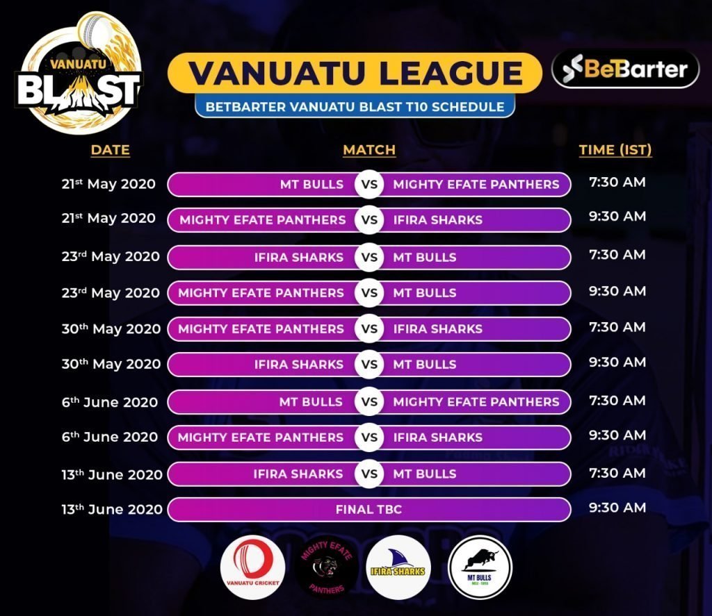 Vanuatu T10 Blast Fixtures