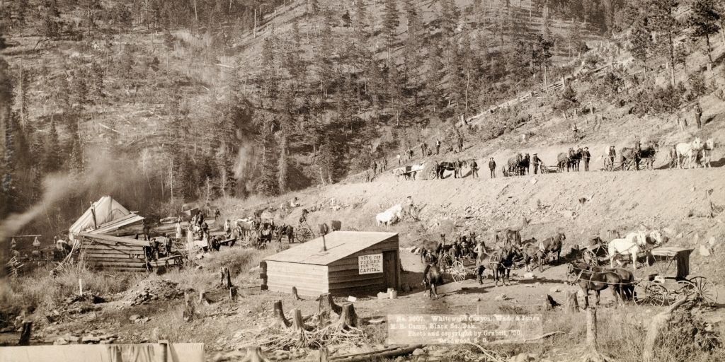 Whitewood Canyon, Wade and Jones R.R. Camp, Black Hills, South Dakota. photo by John C. Grabill, 1890
