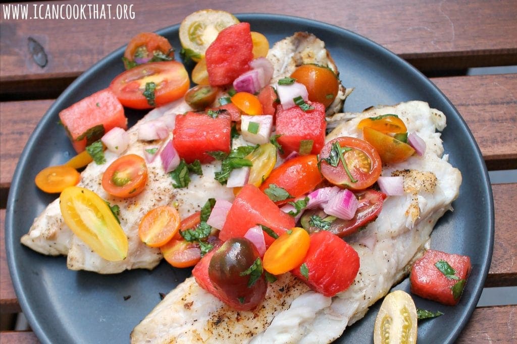 Grilled Red Snapper W Chunky Tomato Watermelon Salsa Recipe I