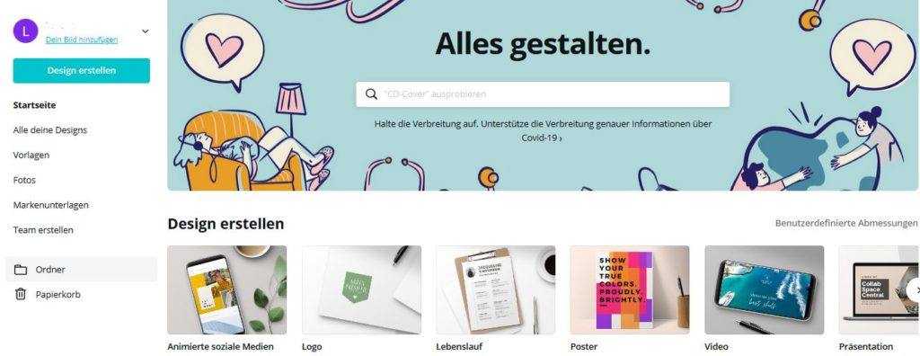 Canva Startseite