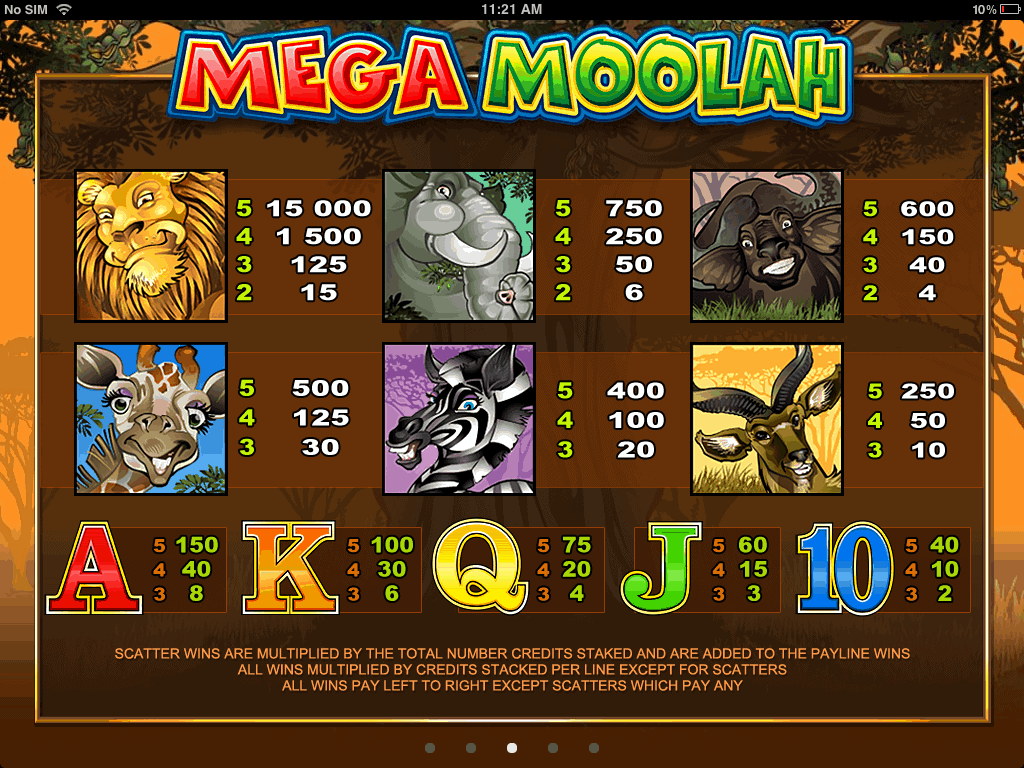 mega moolah paytable screenshot video slot microgaming