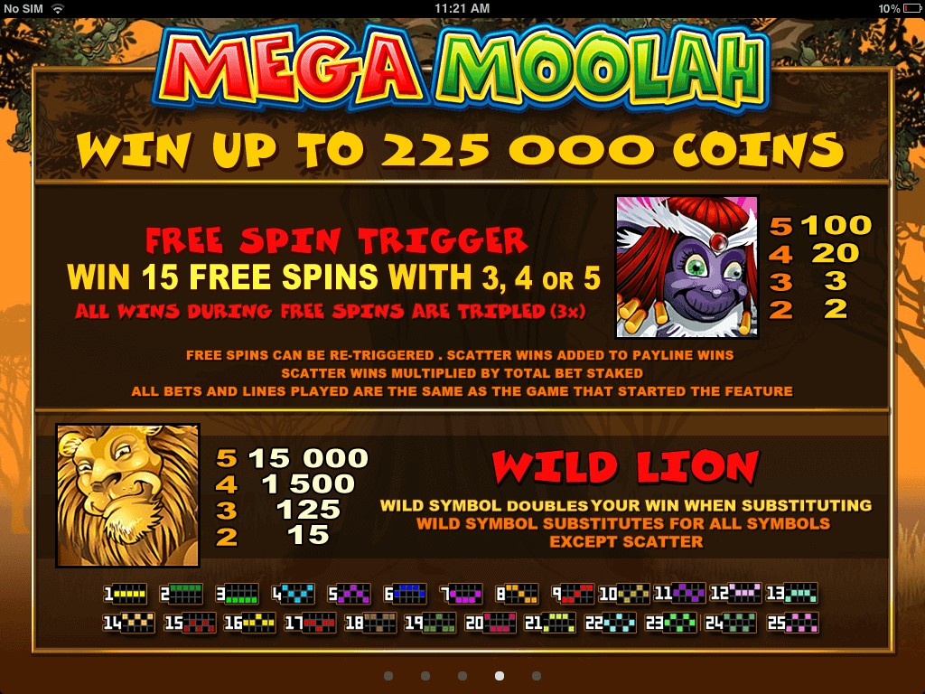 mega moolah paytable screenshot video slot microgaming