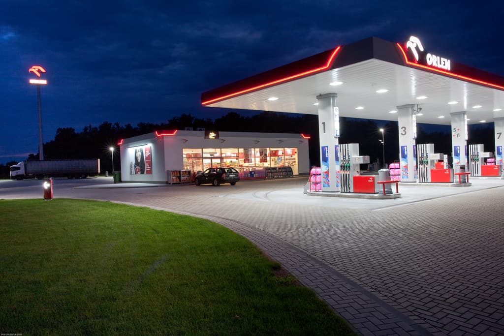 empty gas station at night
