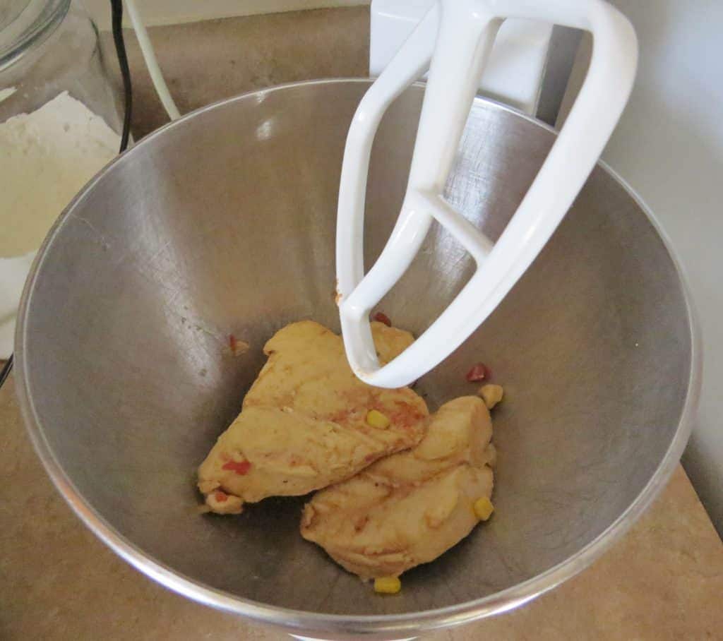 shredding chicken with a stand mixer