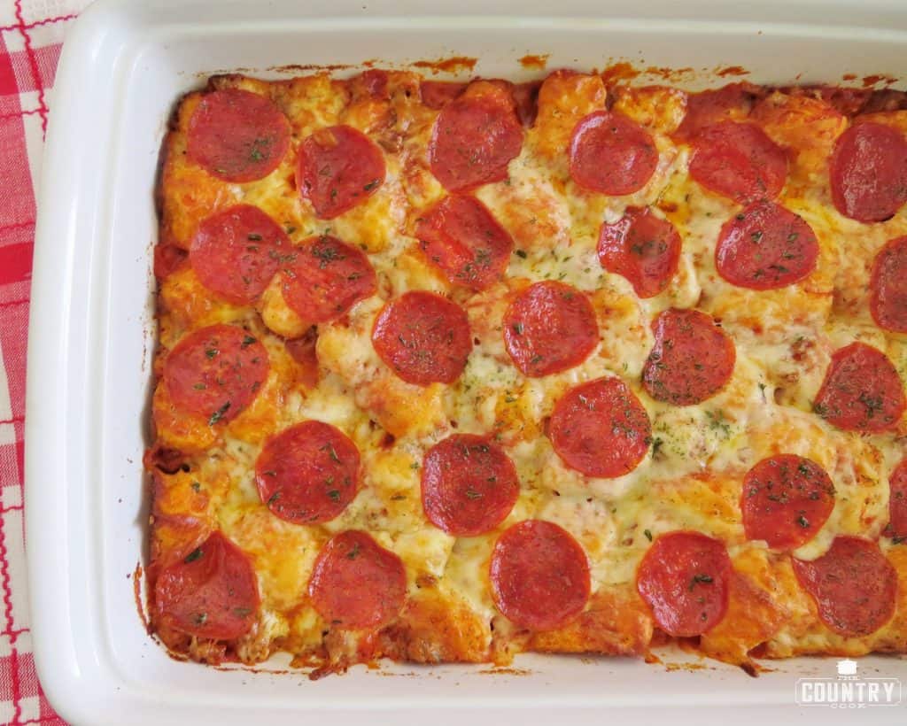 cooked, bubble up pizza biscuit casserole