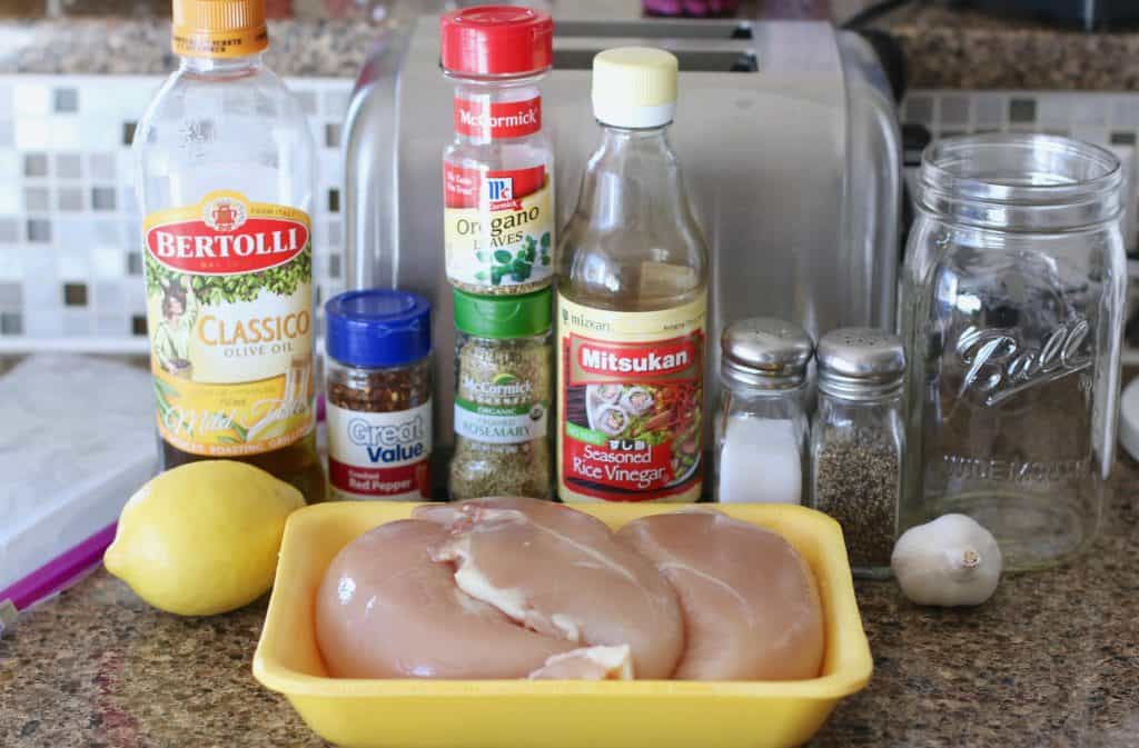 chicken breast, rice vinegar, lemon, garlic,