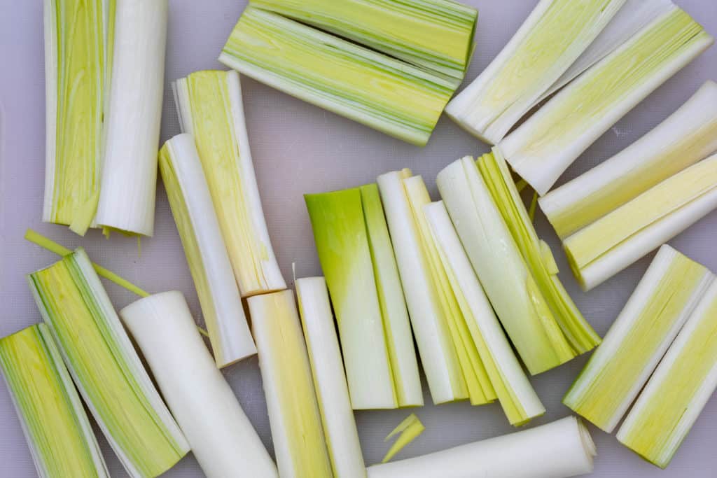 sliced leeks