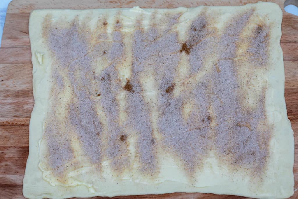 puff pastry spread with butter and cinnamon sugar