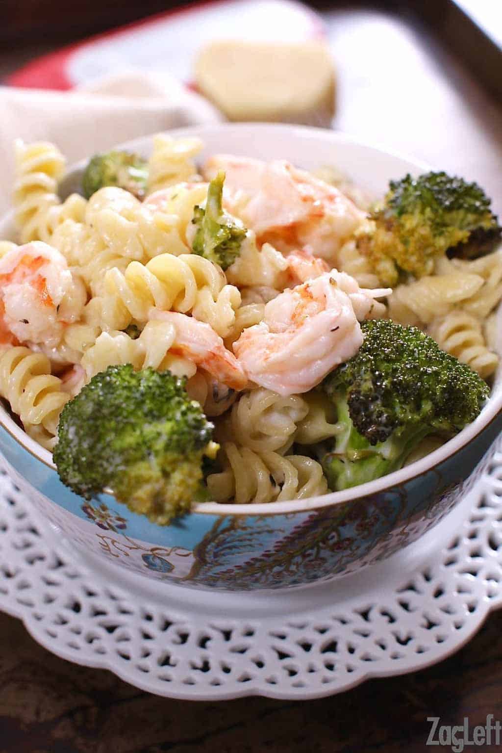 Roasted Broccoli and Garlic Shrimp Pasta ZagLeft