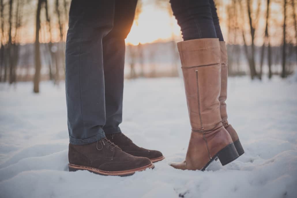Guy and girl standing in the snow