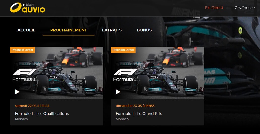 Programme TV RTBF GP Monaco F1