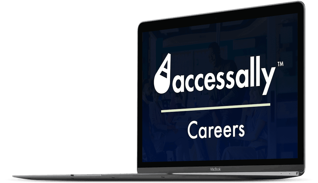 AccessAlly Careers Photo of a laptop with the words AccessAlly Careers